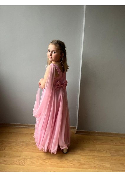 Melek Model Kız Çocuk Abiye Şeker Pembe