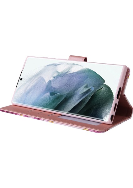 Ile Uyumlu Samsung Galaxy S22 Ultra 5g Premium Mermer Vintage Pu Deri Manyetik Kapatma Kılıfı Kayışlı Kapaklı (Yurt Dışından) fırsatları