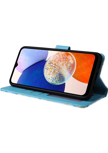 Ile Uyumlu Samsung Galaxy A15 5g Premium Mermer Vintage Pu Deri Manyetik Kapatma Kılıfı Kayışlı Kapaklı (Yurt Dışından)