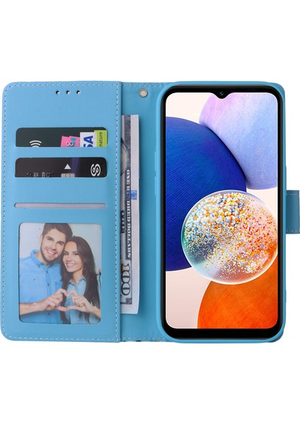 Ile Uyumlu Samsung Galaxy A15 5g Premium Mermer Vintage Pu Deri Manyetik Kapatma Kılıfı Kayışlı Kapaklı (Yurt Dışından)