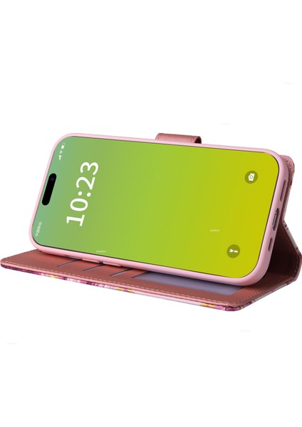 Ile Uyumlu iPhone 15 Pro Max Premium Mermer Vintage Pu Deri Manyetik Kapatma Kılıfı Kayışlı Kapaklı (Yurt Dışından) modelleri