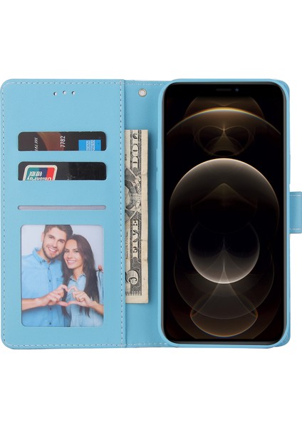 Ile Uyumlu iPhone 12 Pro Max Premium Mermer Vintage Pu Deri Manyetik Kapatma Kılıfı Kayışlı Kapaklı (Yurt Dışından)