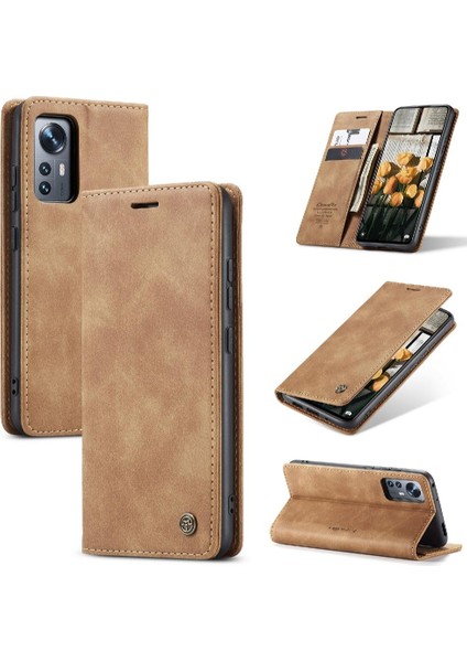 Xiaomi 12/12X/12S Için Flip Case Vintage Pu Deri Cüzdan Flip Folio Kitap (Yurt Dışından)