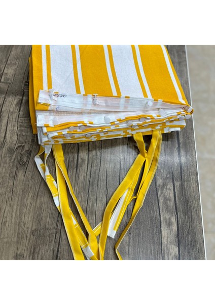 Lüks 1.Sınıf Eleleganse Kornişli Sarı-Beyaz Çizgili Özel Dikim Lüks Branda Balkon Perdesi fiyatları