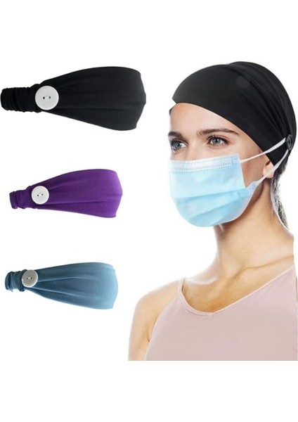 Unisex Yüz Maskesi Kulak Rahatlatıcı Saç Bandı Tutucu Maske Düğmeli Bandana fiyatları