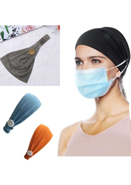 Unisex Yüz Maskesi Kulak Rahatlatıcı Saç Bandı Tutucu Maske Düğmeli Bandana fırsatları