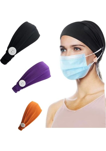 Unisex Yüz Maskesi Kulak Rahatlatıcı Saç Bandı Tutucu Maske Düğmeli Bandana indirimleri