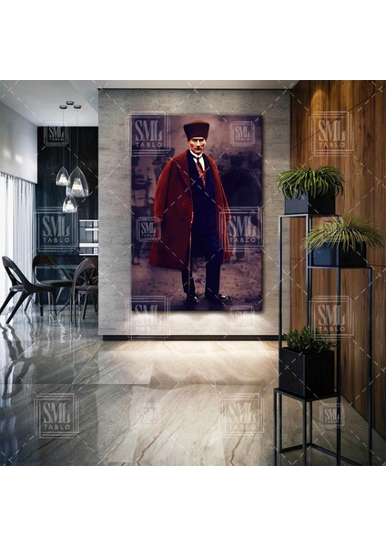 Omzunda Paltosu Mustafa Kemal Atatürk Dikey Kanvas Tablo
