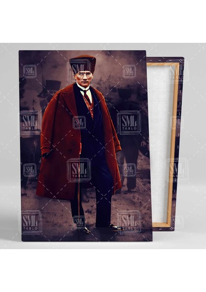 Omzunda Paltosu Mustafa Kemal Atatürk Dikey Kanvas Tablo