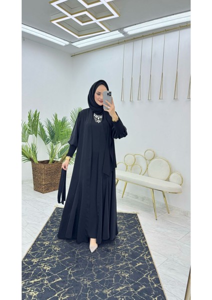 Birinci Kalite Medine Ipeği Kumaştan Kemerli Abaya ve Içlik Elbise Şahane Ikili Takım fiyatları