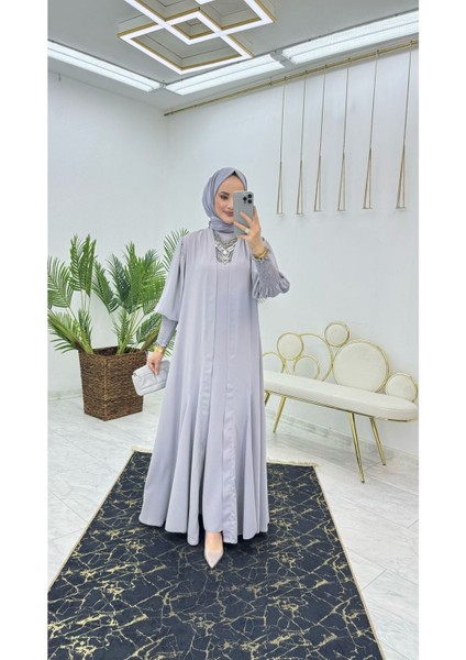 Birinci Kalite Medine Ipeği Kumaştan Kemerli Abaya ve Içlik Elbise Şahane Ikili Takım fiyatları