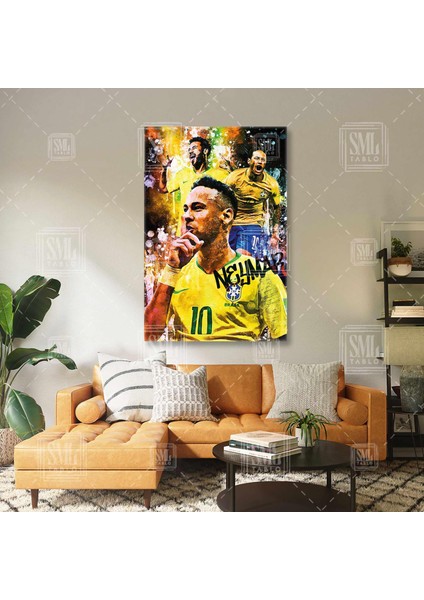 Brezilyalı Efsane Futbolcu Neymar Sokak Sanatı Grafiti Dikey Kanvas Tablo