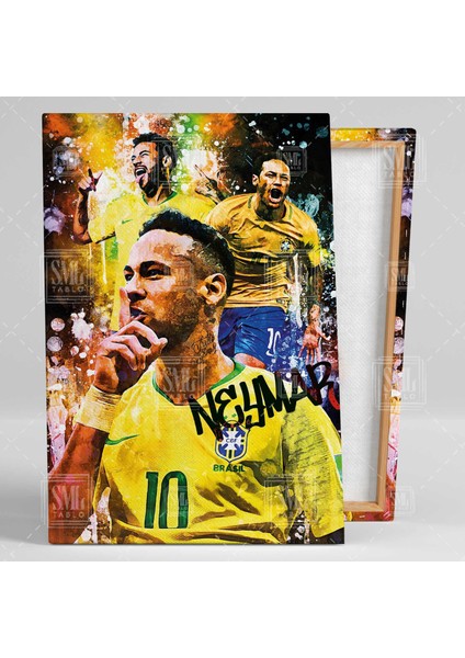 Brezilyalı Efsane Futbolcu Neymar Sokak Sanatı Grafiti Dikey Kanvas Tablo