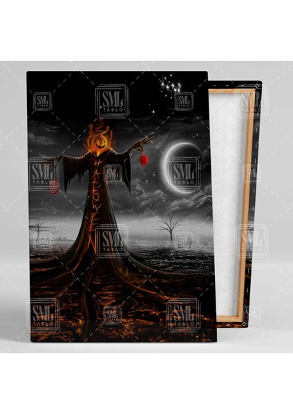 Balkabağı Başlık Cadılar Bayramı Gece Alacakaranlık Dikey Kanvas Tablo fiyatları