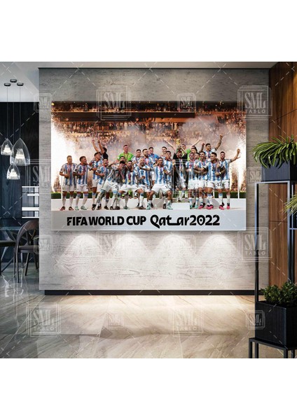 Argentina Dünya Kupası Champion Argentina Lionel Messi Fifa World Cup 2022 Qatar 2023 Yatay Kanvas Tablo