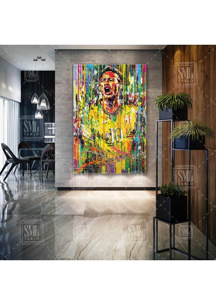 Efsane Futbolcu Neymar Brezilya Sokak Sanatı Grafiti Dikey Kanvas Tablo