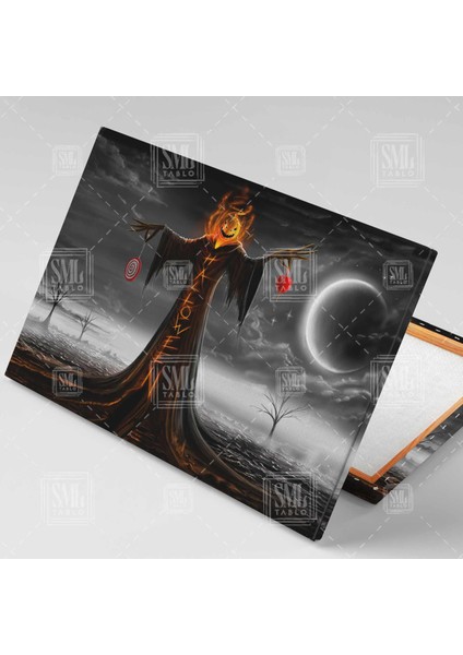 Balkabağı Kostüm Cadılar Bayramı Gece Alacakaranlık Dikey Kanvas Tablo fiyatları