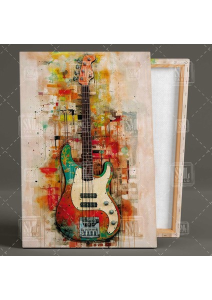 Abstract Elektro Gitar Müzik Enstrümanı Dikey Kanvas Tablo fiyatları