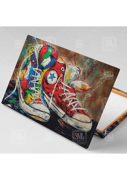 Converse Sokak Sanatı Genç Ayakkabısı Sokak Stili Yatay Kanvas Tablo