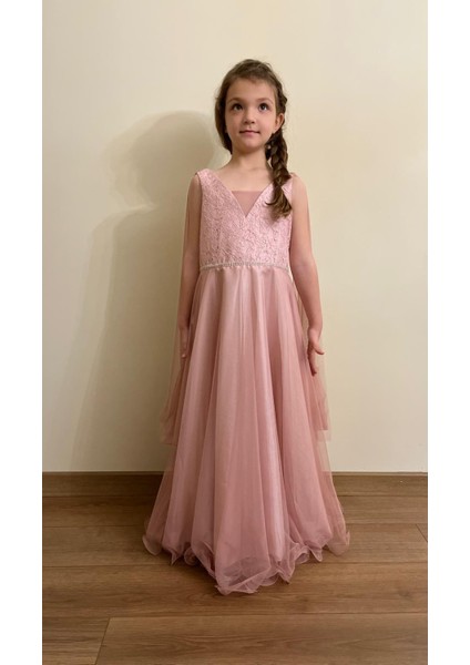 Melek Model Kız Çocuk Abiye Pembe