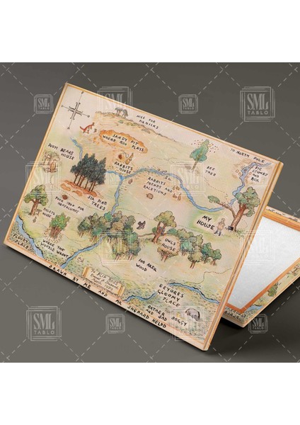 Winnie The Pooh Çizgi Filmi Haritası Çocuk Odası Yatay Kanvas Tablo