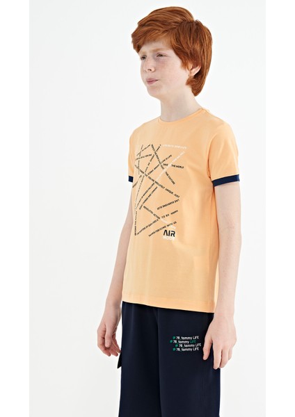 Kavun Içi Minimal Yazı Baskılı Standart Kalıp O Yaka Erkek Çocuk T-Shirt - 11132 indirimleri