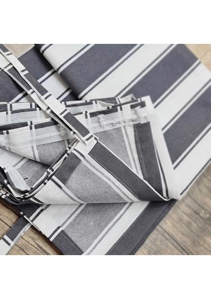 Kornişli Gri-Beyaz Çizgili Özel Dikim Lüks Branda Balkon Perdesi modelleri