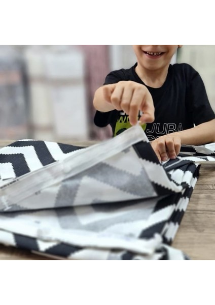 Gri-Beyaz Zikzak Desenli Özel Dikim Lüks Branda Balkon Perdesi fırsatları