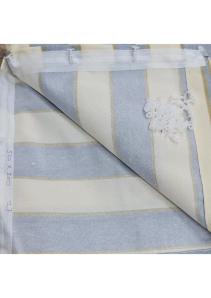 Kornişli Gri-Krem Çizgili Özel Dikim Lüks Branda Balkon Perdesi fiyatları