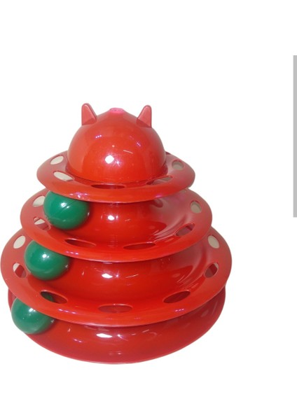 Üç Katlı Kulaklı Kedi Oyuncağı Renkli Toplu