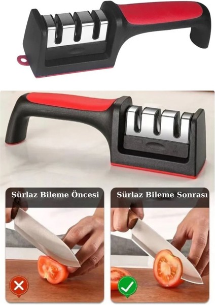Pro Kesme Tahtası Bileme Aparatı Ekmek Bıçağı 3'Lü Set