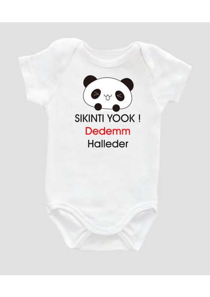 Organik Pamuk Sıkıntı Yok Dedem Halleder Baskılı Kısa Kollu Çıtçıtlı Bebek Body Badi Zıbın ZBN023