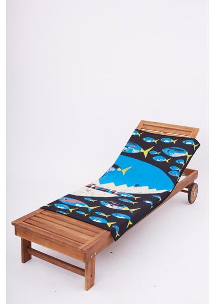 HUNGRY SHARK BEACH COVER Jakarlı Pamuklu Plaj Örtüsü - Mavi Multi