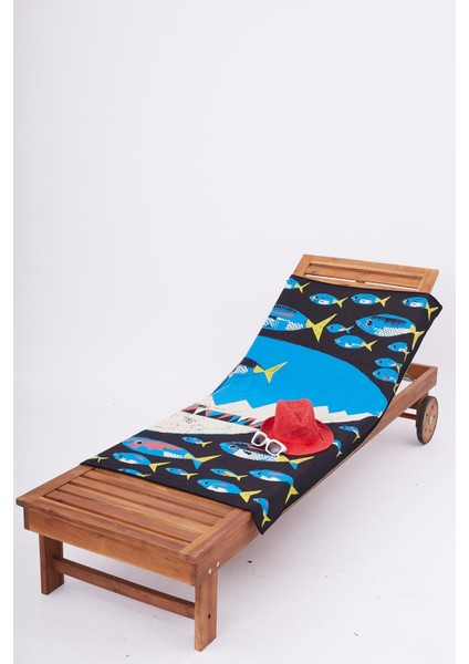 HUNGRY SHARK BEACH COVER Jakarlı Pamuklu Plaj Örtüsü - Mavi Multi