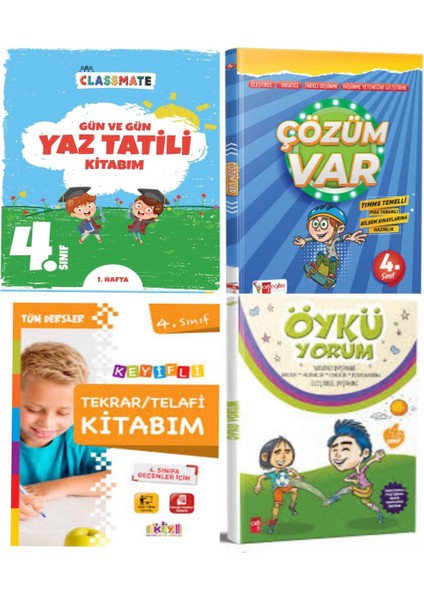 4. Sınıf Gün ve Gün Yaz Tatili Kitabım + Öykü Yorum+Çözüm Var ve Telafi Tekrar Kitabım