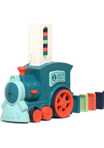 Baby - Işıklı Sesli Domino Tren - Otomatik Domino Dizilimi - Eğitici Oyuncak - Tren, 30 Domino Taşı ve Kaktüs - Mavi indirimleri