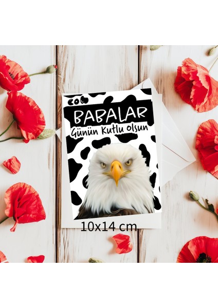 Kartallı Çizimli Babalar Günü Tebrik Kartı