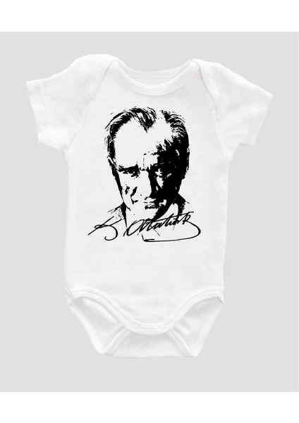 Organik Pamuk Atatürk Baskılı Bebek Body Çıtçıtlı Badi Zıbın Tulum ZBN031