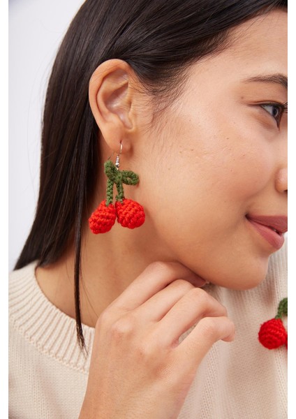 Cherry Earrıngs El Yapımı Kiraz Küpe - Kırmızı indirimleri