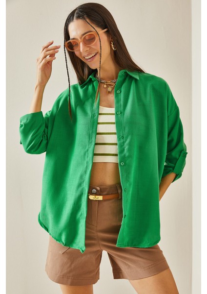 Yeşil Polo Yaka Basic Gömlek 5YXK2-48597-08