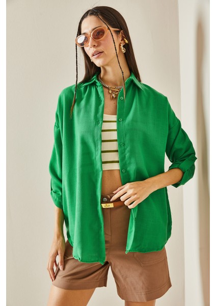 Yeşil Polo Yaka Basic Gömlek 5YXK2-48597-08 fiyatları