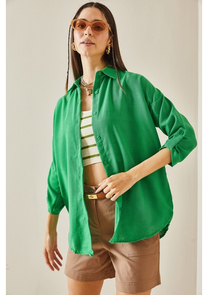 Yeşil Polo Yaka Basic Gömlek 5YXK2-48597-08 modelleri