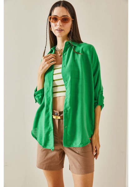 Yeşil Polo Yaka Basic Gömlek 5YXK2-48597-08 fırsatları