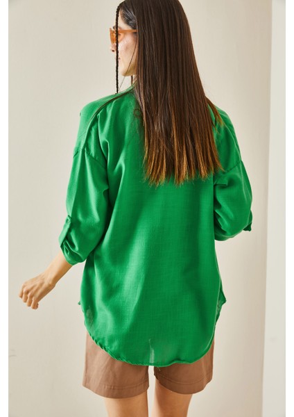 Yeşil Polo Yaka Basic Gömlek 5YXK2-48597-08 indirimleri