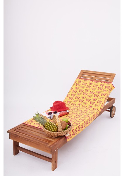 BUTTERFLY BOOM BEACH COVER Jakarlı Pamuklu Plaj Örtüsü - Fuşya/Sarı