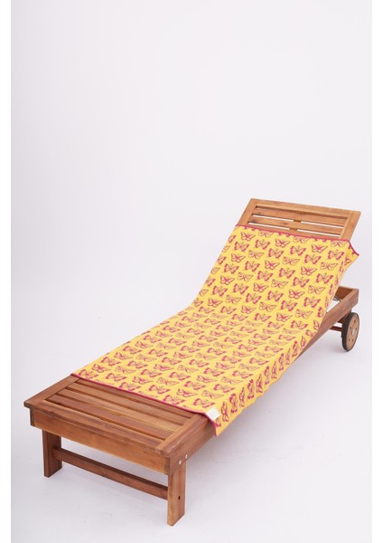 BUTTERFLY BOOM BEACH COVER Jakarlı Pamuklu Plaj Örtüsü - Fuşya/Sarı