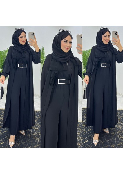 Birinci Sınıf Premium Çift Taraflı Dubai Krep Kumaş Tulumlu Abaya Takım fiyatları