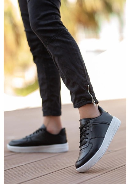 Erkek Günlük Siyah-Beyaz Sneaker Spor Ayakkabı