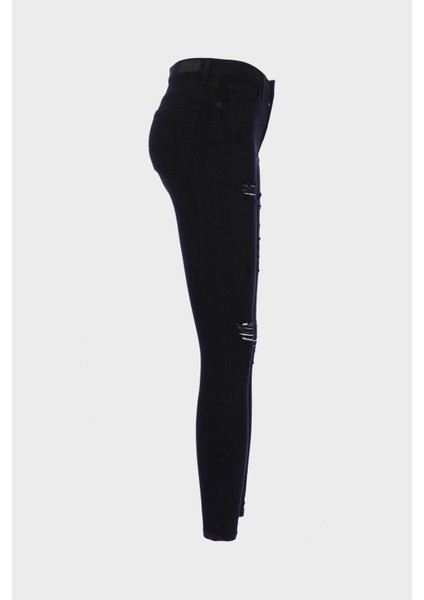 Judy Siyah Yüksek Bel Yıpratma Detaylı Patı Fermuarlı Skinny Fit Jean Pantolon C 4521-192 fiyatları