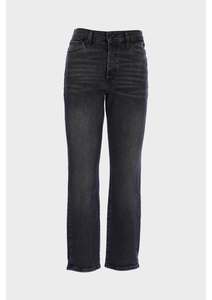 Antrasit Yüksek Bel Patı Fermuarlı Slim Straight Jean Pantolon C 4556-010